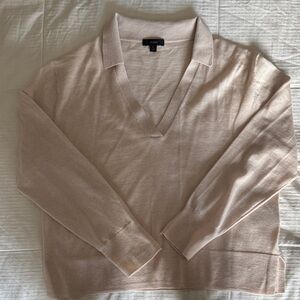 J. Crew Pale cream V-Neck Polo Sweater